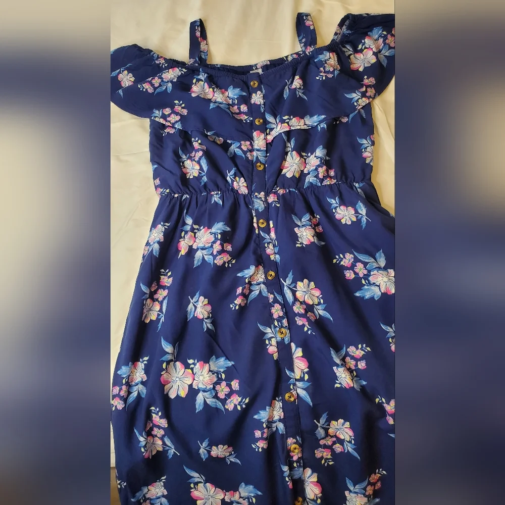 Justice Blue Pink Ruffled Sundress Size:L(12-14)